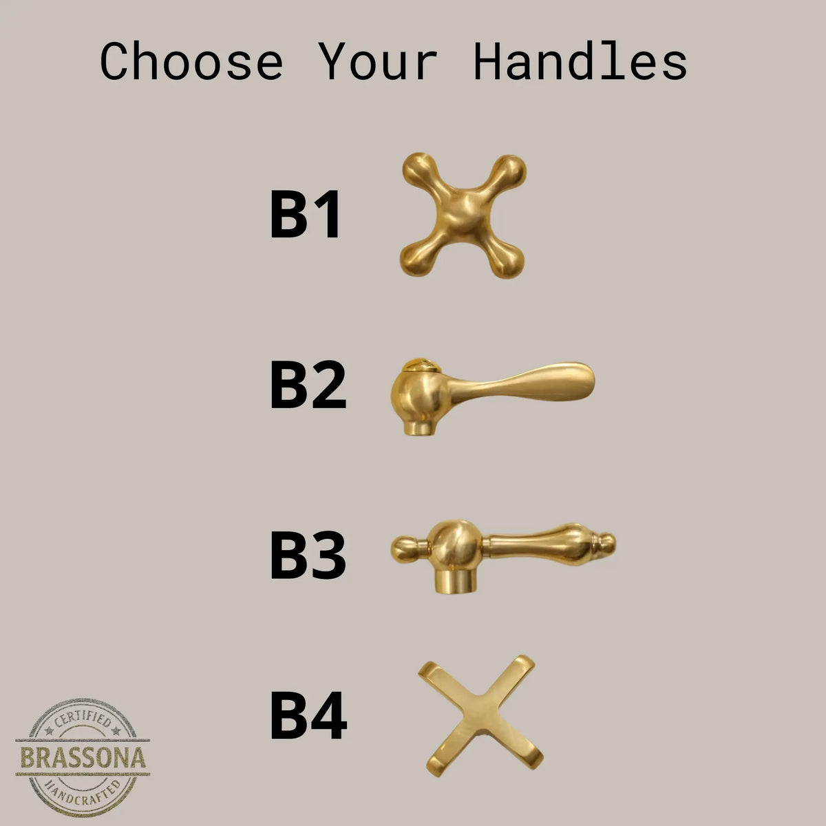 Unlacquered brass bathroom faucet handle options B1 B2 B3 B4 styles for wall mount widespread faucet