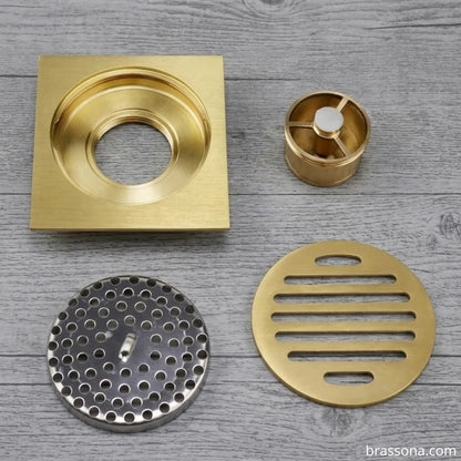 4" Anti-Odor Floor Drain – Solid Unlacquered Brass | BrassOna®