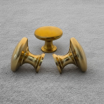 Unlacquered Solid Brass Cabinet Knob – Vintage Round Brass Knob for Cabinets & Drawers