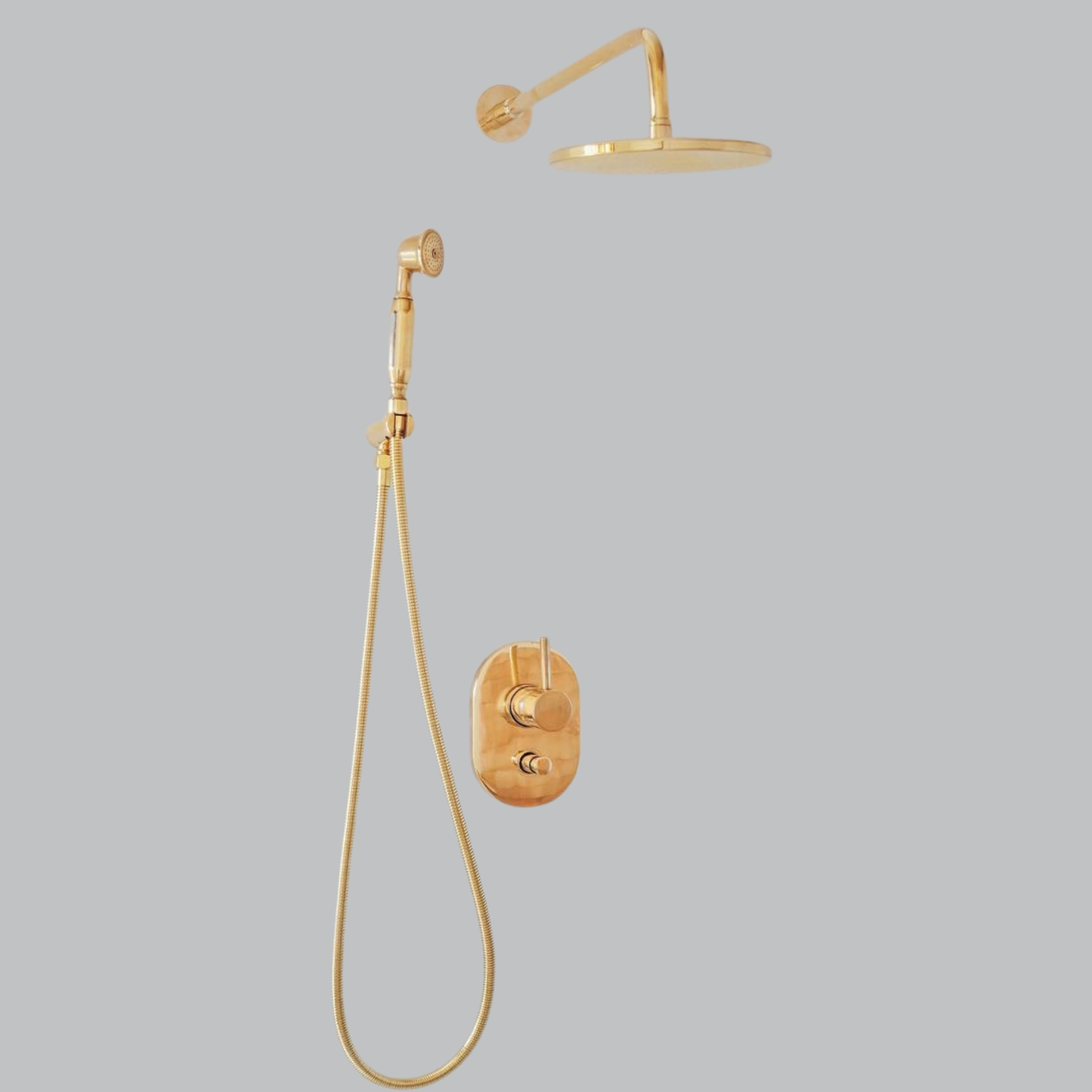 Brass rain shower head with concealed wall mount