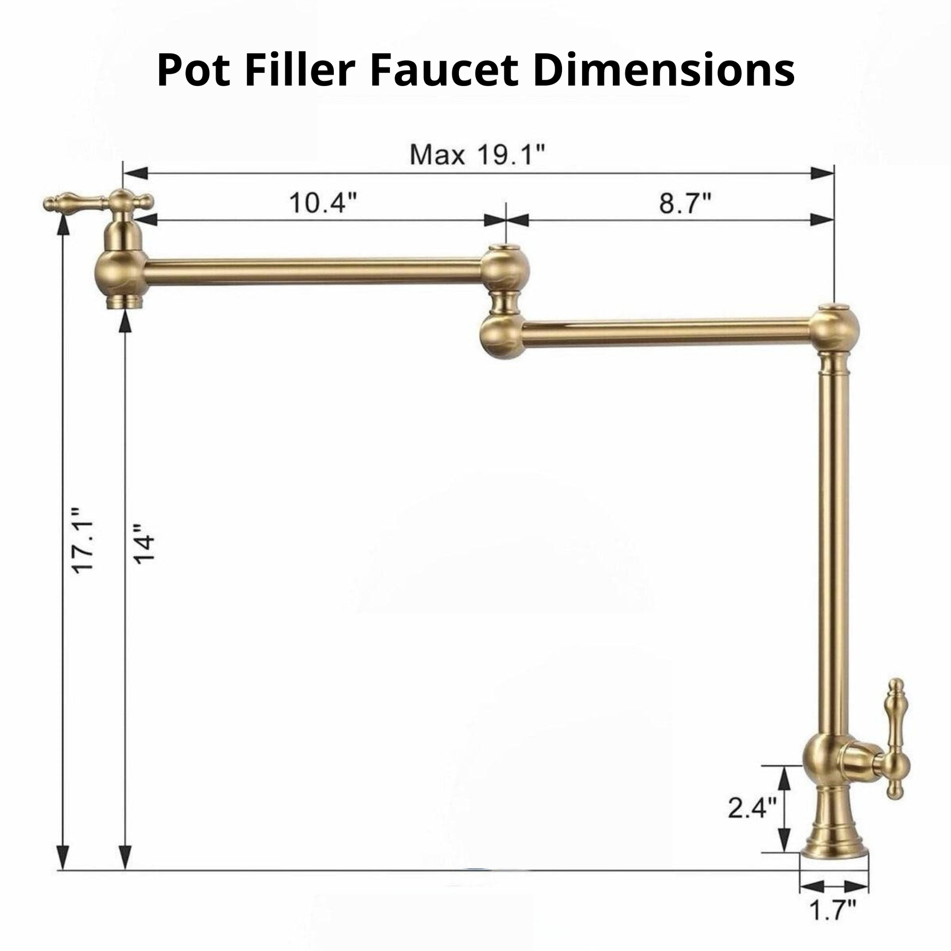 Pot filler faucet dimensions diagram