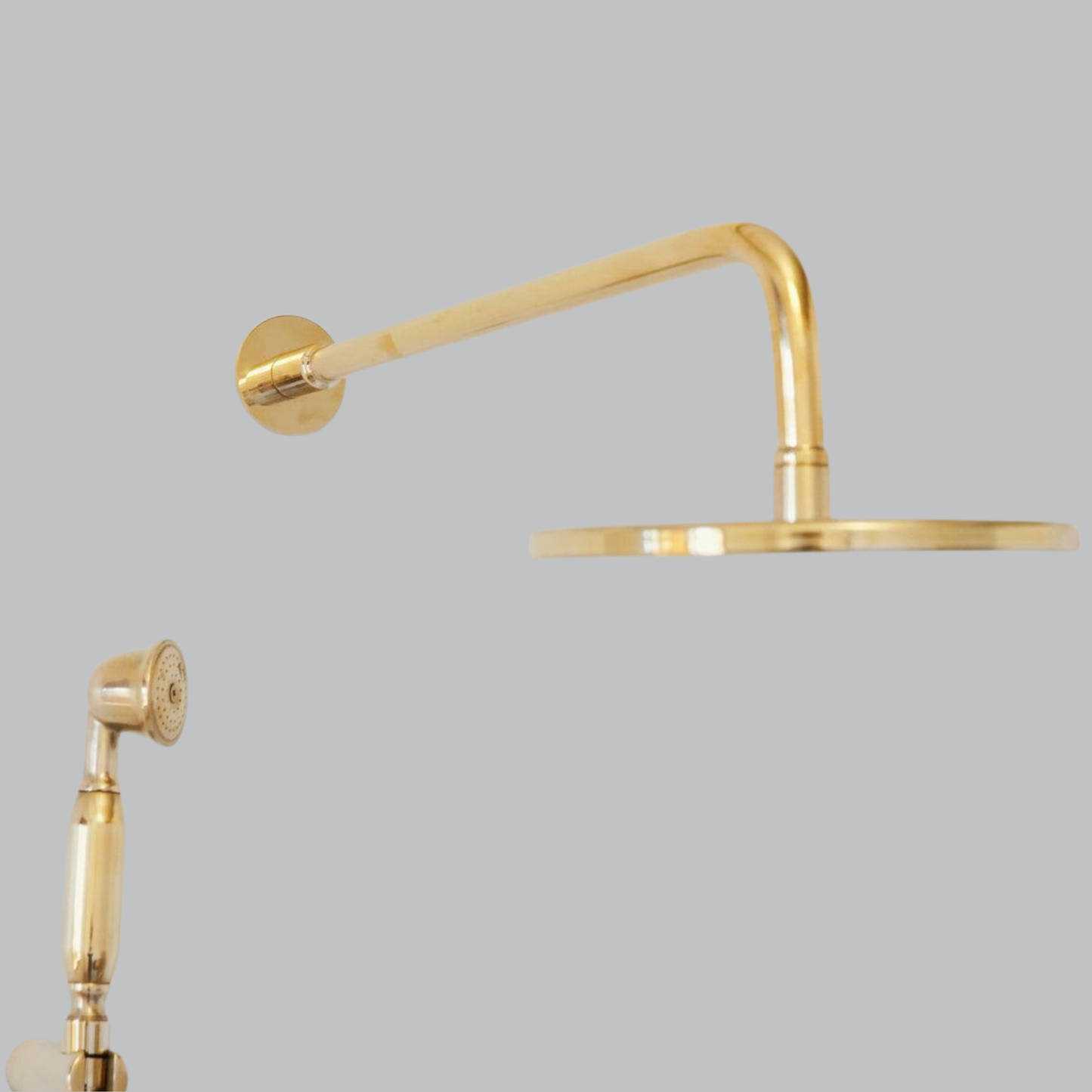 Unlacquered brass handheld shower with hose