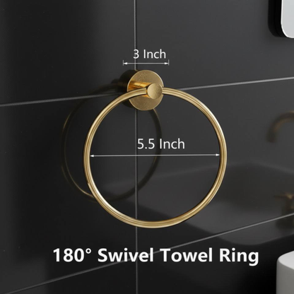 Bathroom towel ring dimensions diagram for wall-mounted solid brass hardware