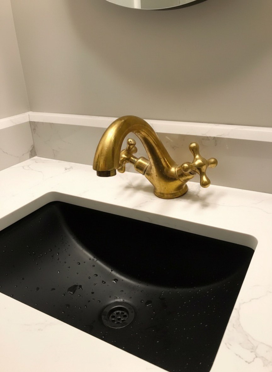 Single hole vanity bathroom faucet crafted from unlacquered solid brass with cross handles