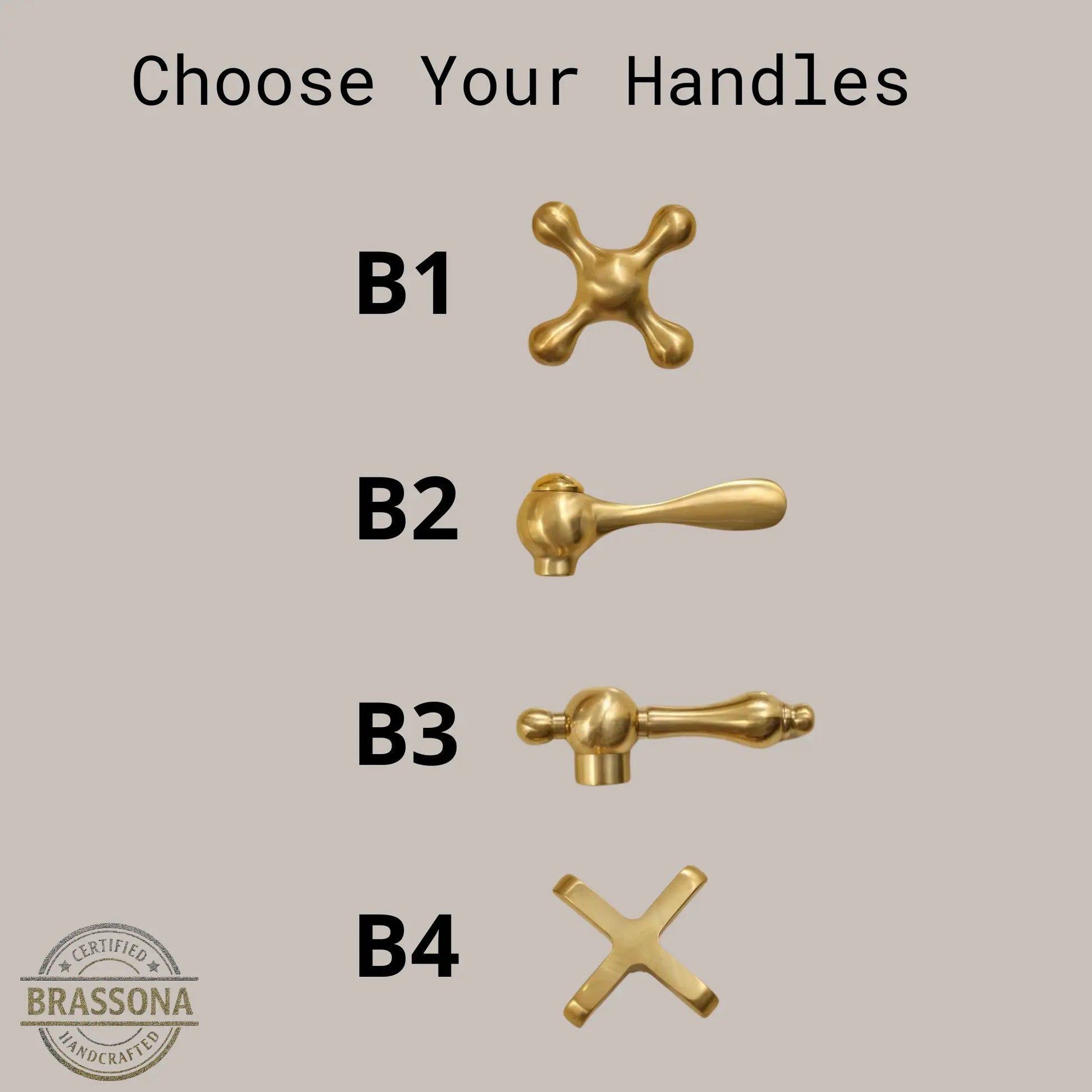 Unlacquered brass bathroom faucet handle options B1 B2 B3 B4 styles for wall mount widespread faucet