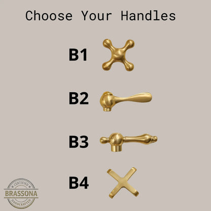 Unlacquered brass bathroom faucet handle options B1 B2 B3 B4 styles for wall mount widespread faucet