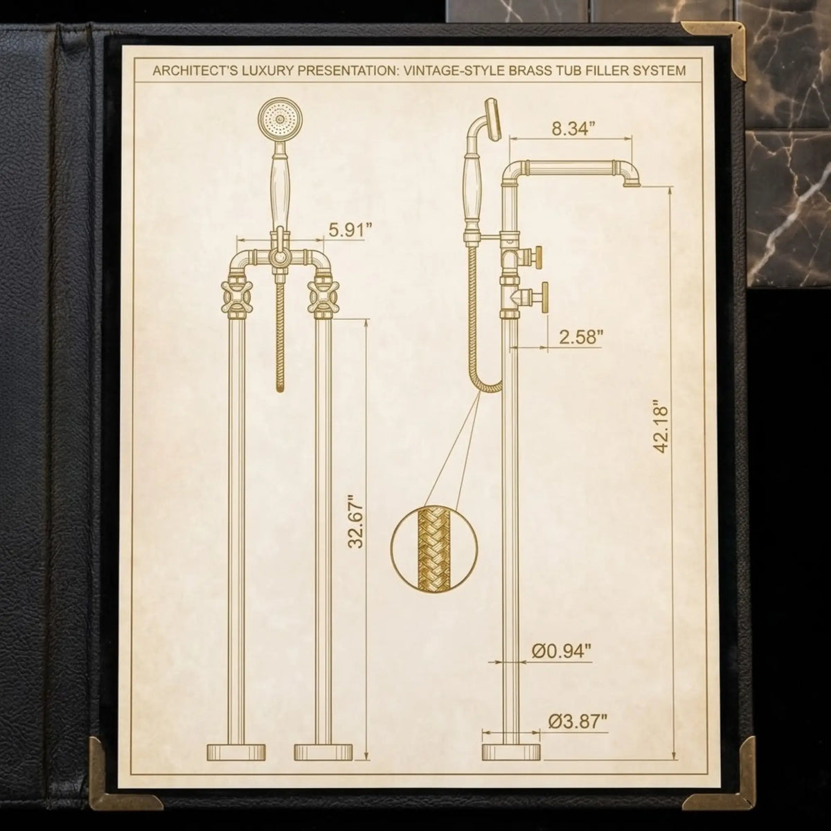 Unlacquered brass freestanding bathtub faucet dimensions diagram showing floor mounted tub filler measurements