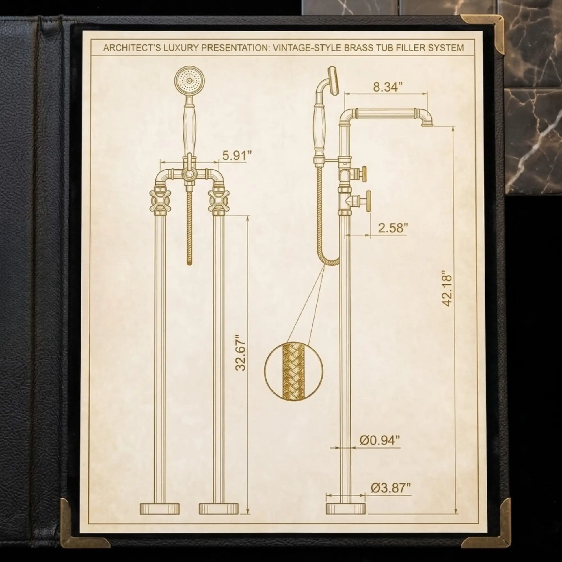 Unlacquered brass freestanding bathtub faucet dimensions diagram showing floor mounted tub filler measurements